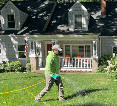 Picture of a Simply Green Spray Technician treating a lawn